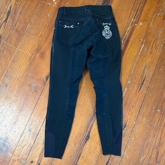 HV Polo Black Riding Pants with Silver Accents Size 26 Equestrian Full Seat - Picture 5 of 7